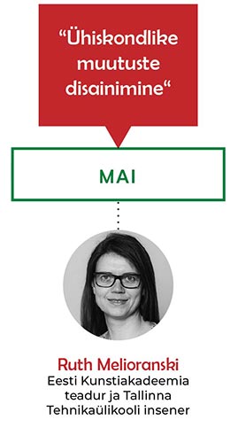 Mai – Ruth Melioranski. Eesti Kunstiakadeemia teadur ja Tallinna Tehnikaülikooli insener. “Ühiskondlike muutuste disainimine“ Mai - Ruth Melioranski. Eesti Kunstiakadeemia teadur ja Tallinna Tehnikaülikooli insener. “Ühiskondlike muutuste disainimine“